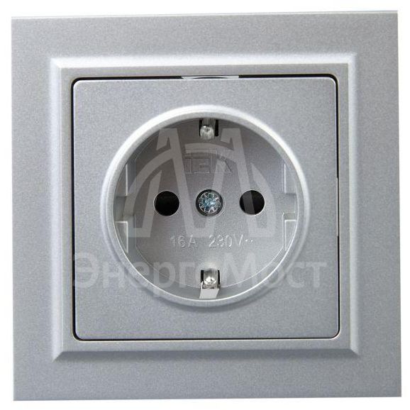 Розетка СП BRITE РСР14-1-0-БрА 16А в сборе с заземл. защ. шторки алюм. IEK BR-R14-16-K47-F