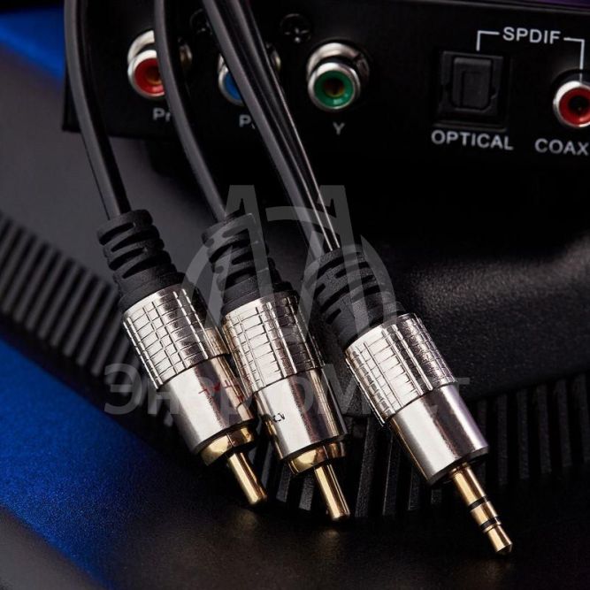 Шнур 3.5 Stereo Plug - 2RCA Plug 3м (GOLD) металл Rexant 17-4224