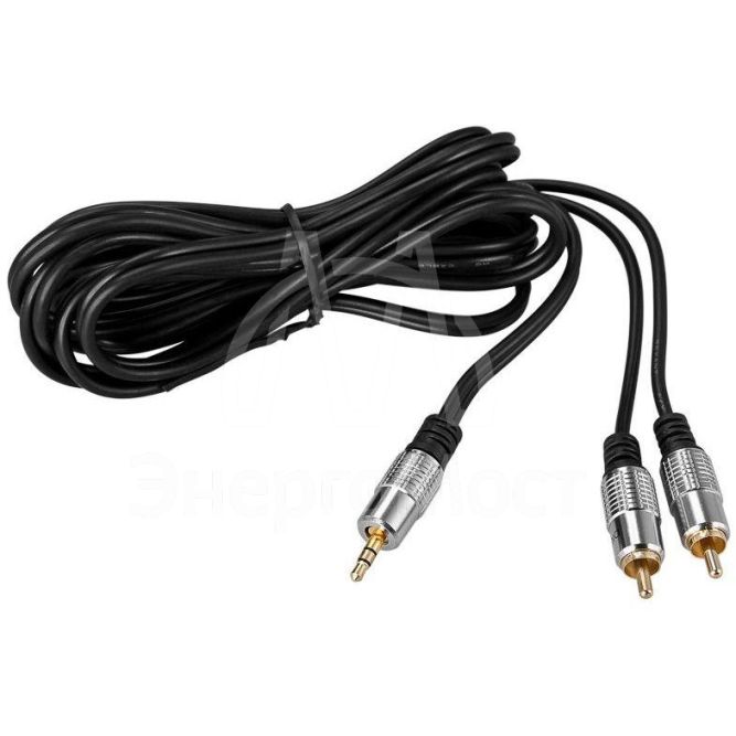 Шнур 3.5 Stereo Plug - 2RCA Plug 3м (GOLD) металл Rexant 17-4224