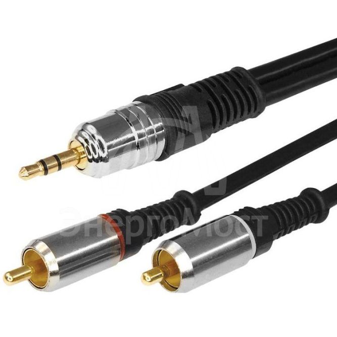 Шнур 3.5 Stereo Plug - 2RCA Plug 3м (GOLD) металл Rexant 17-4224