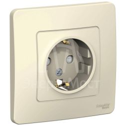 Розетка 1-м СП Blanca 16А IP20 250В с заземл. защ. шторки молоч. SE BLNRS001112