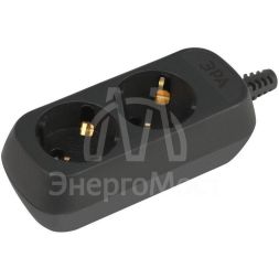 Колодка удлинителя 2-м с заземл. черн. KX-2e-B Эра Б0061711