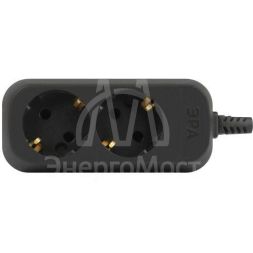 Колодка удлинителя 2-м с заземл. черн. KX-2e-B Эра Б0061711