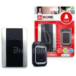 Звонок беспроводной ЗБ-10 38 мелодий с регул. звука подсветкой 150м цифр. кодир. с кнопкой IP44 серебр./черн. IN HOME 4690612013381