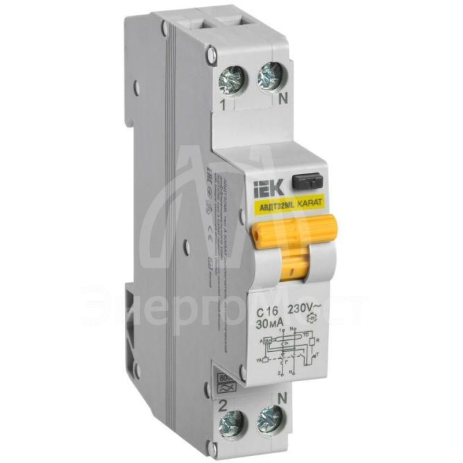 Выключатель автоматический дифференциального тока C 16А 30мА тип A АВДТ32ML KARAT IEK MVD12-1-016-C-030-A