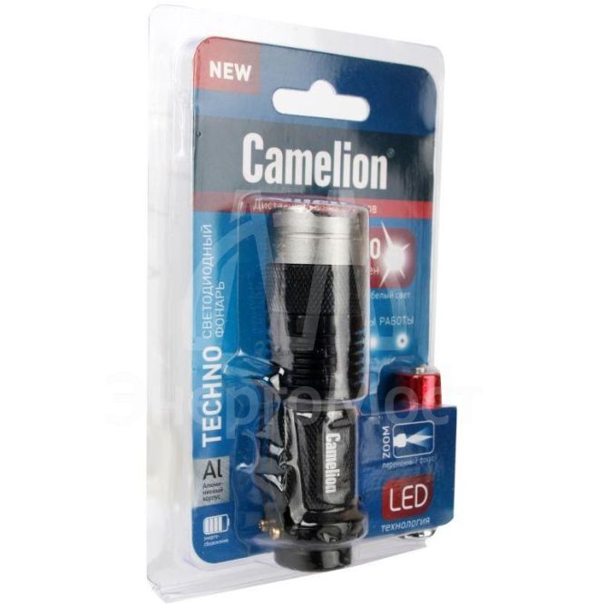 Фонарь LED5135 (LED XPE ZOOM 3 реж 1хLR6 алюм. блистер черн.) Camelion 12915