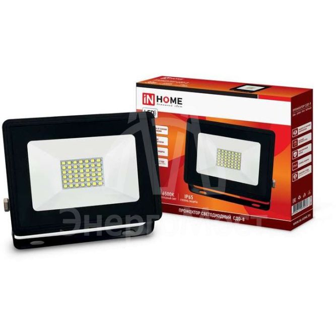 Прожектор светодиодный СДО-8 30Вт 230В 6500К 2850лм IP65 IN HOME 4690612030036