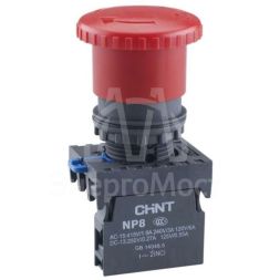 Кнопка управления &amp;quot;Грибок&amp;quot; d40мм с фиксацией NP8-01ZS/14 красн. 1НЗ IP65 (R) CHINT 667210