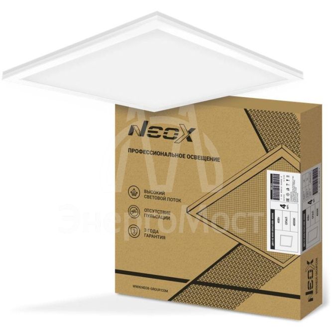 Светильник светодиодный ДВО-02 4040-ОПАЛ 40Вт 230В 4000К 3600лм 595х595х25 универс. панель NEOX 4690612038803