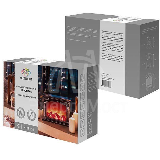 Камин светодиодный &amp;quot;Классика&amp;quot; с эффектом живого огня 33х12х24см батарейки 3хС (не в комплекте) NEON-NIGHT 511-030