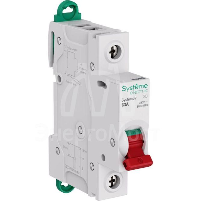 Выключатель нагрузки 1п 63А Systeme9 230В SE S9S40163