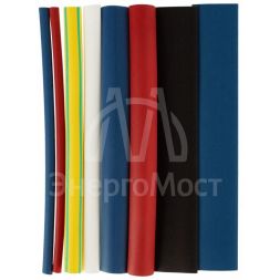 Набор трубок термоусадочных тонкостен. ТТУ 2/1; 4/2; 6/3; 8/4 (ЖЗ; С; К; Ч) 20х8см разноцвет. IEK UDRS-D2-D8-10-1