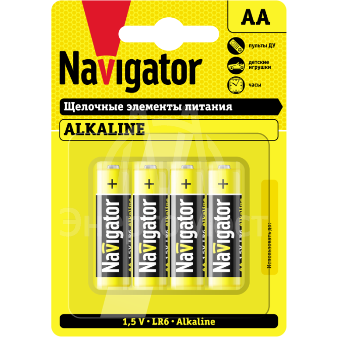 Элемент питания алкалиновый AA/LR6 61 463 NBT-NPE-LR6-BP4 (блист.4шт) Navigator 61463