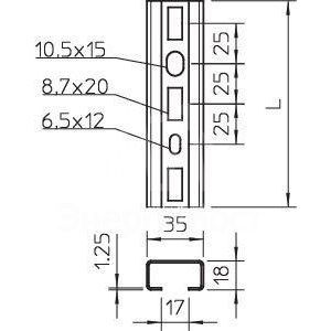 Рейка профильная 35х18 L2000 1268 L 2M FS (дл.2м) OBO 1104500
