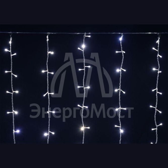 Гирлянда &amp;quot;Занавес&amp;quot; 1.5х1.5м 160LED бел. IP20 провод прозр. 230В транзит IEK LGDB201-2-160-L1-T-S-20