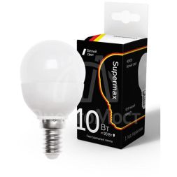 Лампа светодиодная Supermax 10Вт шар 45мм E14 230В 4000К КОСМОС Sup_LED10wGL45E1440