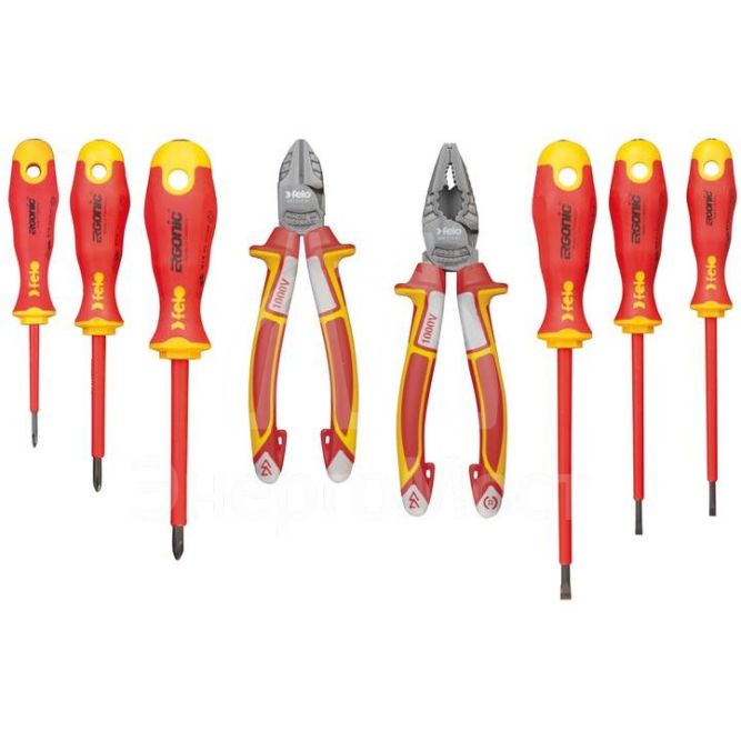 Набор диэлекрических отверток Ergonic с пасатижами и бокорезами (уп.8шт) Felo 41398517