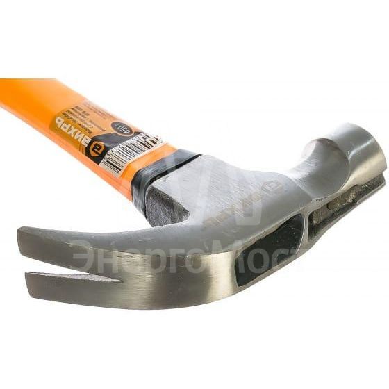 Молоток - гвоздодер 450г фиберглассовая двухкомпонентная ручка с магнитом Вихрь 73/6/8/8