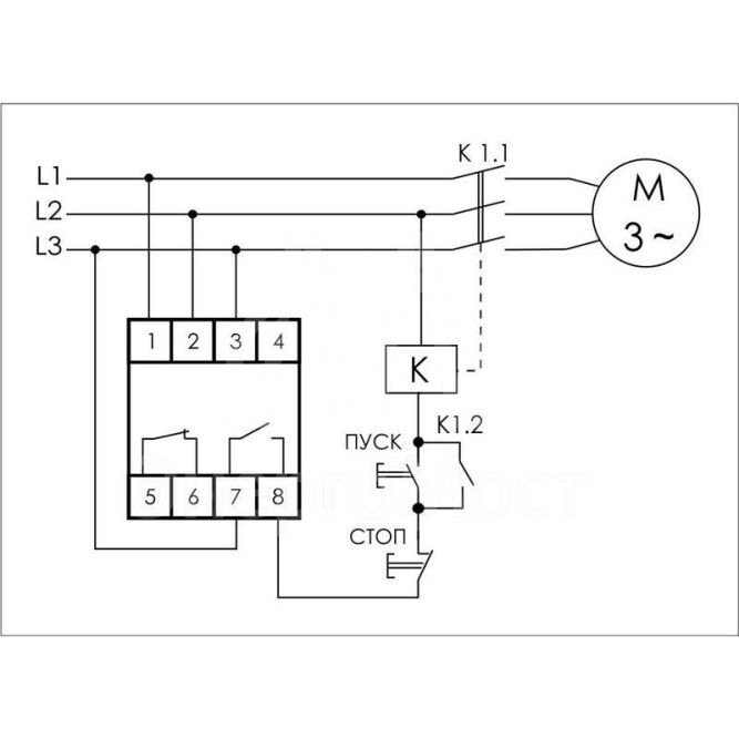 Реле контроля фаз для сетей с изолированной нейтралью CKF-11 (монтаж на DIN-рейке 35мм; регулировка задержки отключения; контроль чередования фаз; 3х400В 8А 1Z 1R IP20)(аналог ЕЛ-11Е) F&amp;amp;F EA04.004.003