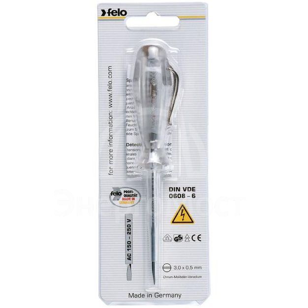 Отвертка тестер напряжения 3.0х0.8х70 Felo 36140001