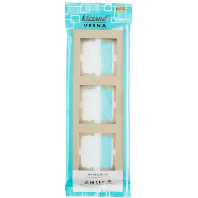 Рамка 3-м VESNA горизонт. без вставки зол. LEZARD 742-3600-148