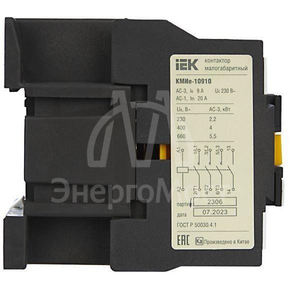 Контактор КМИе-10910 9А 230В/АС3 1НО IEK KKME11-009-230-10