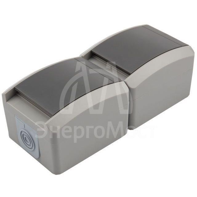 Блок ОП 2 розетки вертик. INDUSTRIAL с заземл. IP54 сер. Kranz KR-78-0615