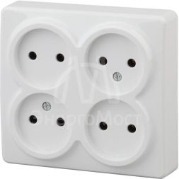 Розетка 4-м ОП Эра Эксперт 11-2210-01 16А IP20 250В 4х2P бел. Эра Б0020706