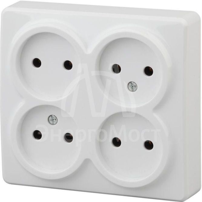 Розетка 4-м ОП Эра Эксперт 11-2210-01 16А IP20 250В 4х2P бел. Эра Б0020706