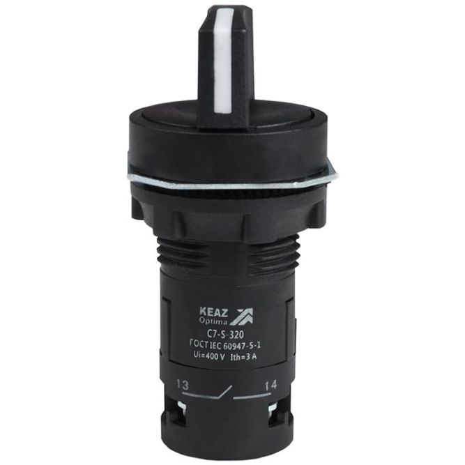 Переключатель 3 положения OptiSignal Compact D22 С7-S-320 черн. 2НО XB7ND33 КЭАЗ 362138