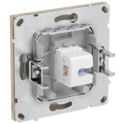 Розетка компьютерная 1-м KANT RJ45 кат.6A без шторки ванильн. марципан DKC 7015673