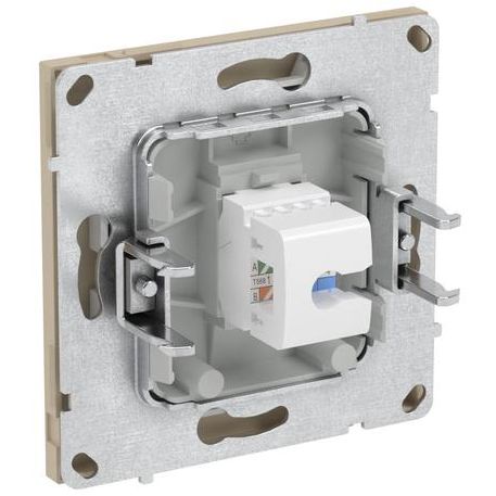 Розетка компьютерная 1-м KANT RJ45 кат.6A без шторки ванильн. марципан DKC 7015673