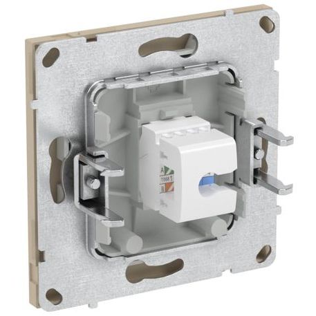 Розетка компьютерная 1-м KANT RJ45 кат.6A без шторки ванильн. марципан DKC 7015673