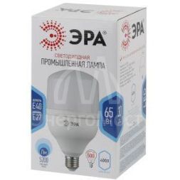 Лампа светодиодная высокомощная STD LED POWER T160-65W-4000-E27/E40 65Вт T160 колокол 4000К нейтр. бел. E27/E40 (переходник в компл.) 5200лм Эра Б0027923