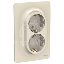 Розетка 2-м UNICA NEW защ. шторки с заземл. винт. зажим. беж. SchE NU206744