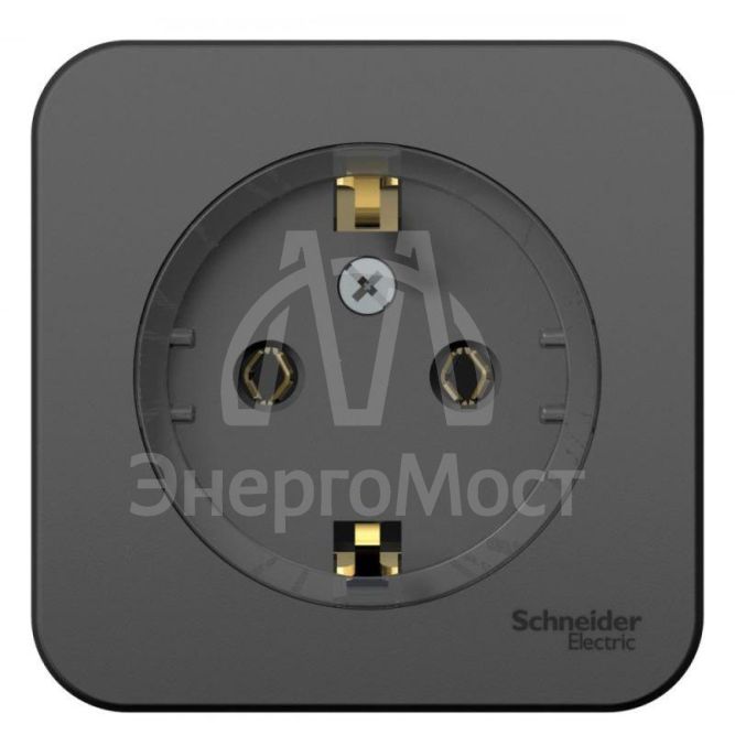 Розетка 1-м ОП BLANCA (КОМПАКТ) 16А 250В без. шторок с заземл. изол. пласт. антрацит SchE BLNRA110116