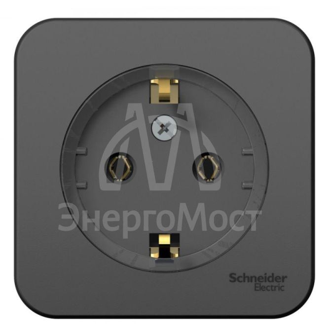 Розетка 1-м ОП BLANCA (КОМПАКТ) 16А 250В без. шторок с заземл. изол. пласт. антрацит SchE BLNRA110116