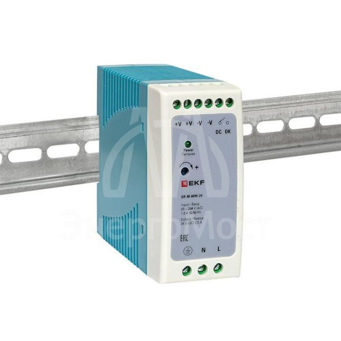 Блок питания на DIN-рейку 60Вт 220В AC/24В DC постоянного тока EKF DR-M-60W-24