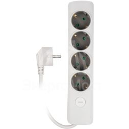 Удлинитель 4х5м с заземл. с выкл. бел. ET-04-500W (4х5.0) JAZZway 5051836