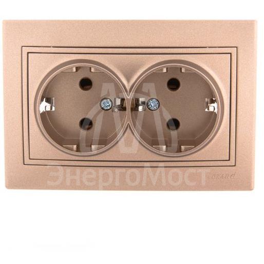 Розетка 2-м СП Мира керам. с заземл. свет. корич. перламутр LEZARD 701-3131-127