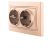 Розетка 2-м СП Мира керам. с заземл. свет. корич. перламутр LEZARD 701-3131-127