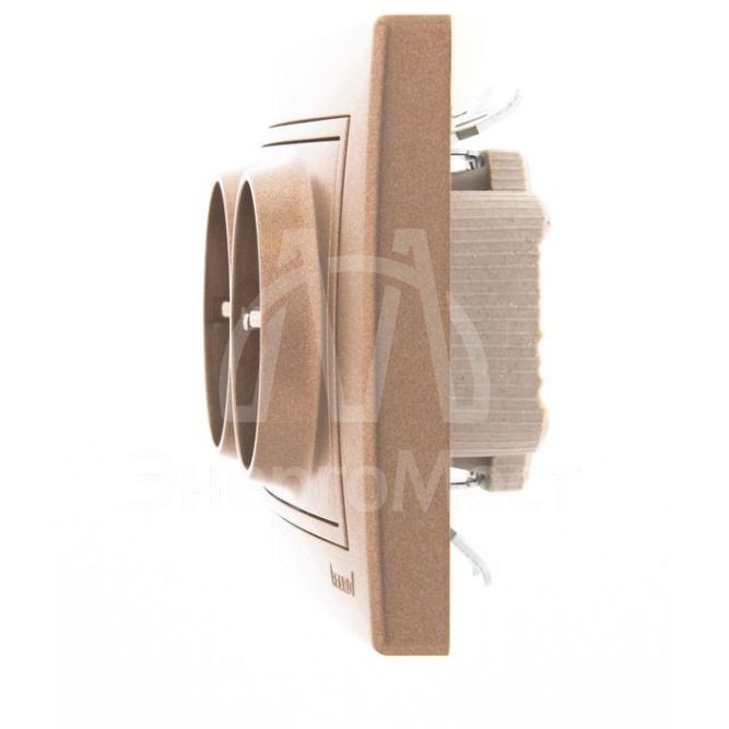 Розетка 2-м СП Мира керам. с заземл. свет. корич. перламутр LEZARD 701-3131-127