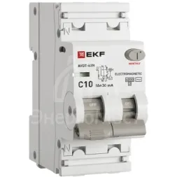 Выключатель автоматический дифференциального тока 2п (1P+N) C 10А 30мА тип AC 6кА АВДТ-63N (электромех.) PROxima EKF D63N26M10C30