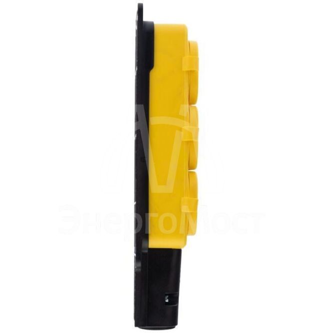 Розетка штепсельная трехместная влагозащищенная с заземл. 16А IP54 каучук желт. Rexant 111-126