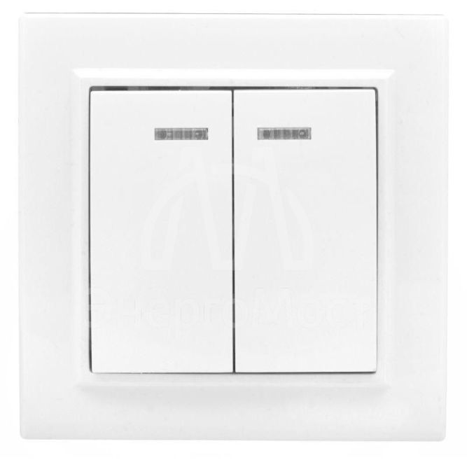 Выключатель 2-кл. СП Минск 10А IP20 с индикатором бел. Basic EKF ERV10-123-10