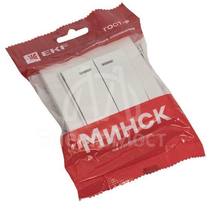 Выключатель 2-кл. СП Минск 10А IP20 с индикатором бел. Basic EKF ERV10-123-10