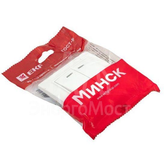 Выключатель 2-кл. СП Минск 10А IP20 с индикатором бел. Basic EKF ERV10-123-10