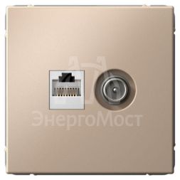 Розетка компьютерная + телевизионная 2-м ArtGallery RJ45 + TV кат.5E песочн. SE GAL001289