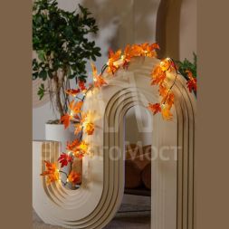 Гирлянда светодиодная &amp;quot;Ветвь кленовая&amp;quot; 1.8м 24LED тепл. бел. IP44 6ч таймер провод корич. 80см КОСМОС KOC_INT-B129