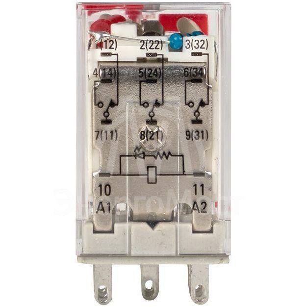 Реле промежуточное RPAt 22/3 10А 230В AC с кнопкой и мех. индикацией AVERES EKF rpat-22-3-230AC